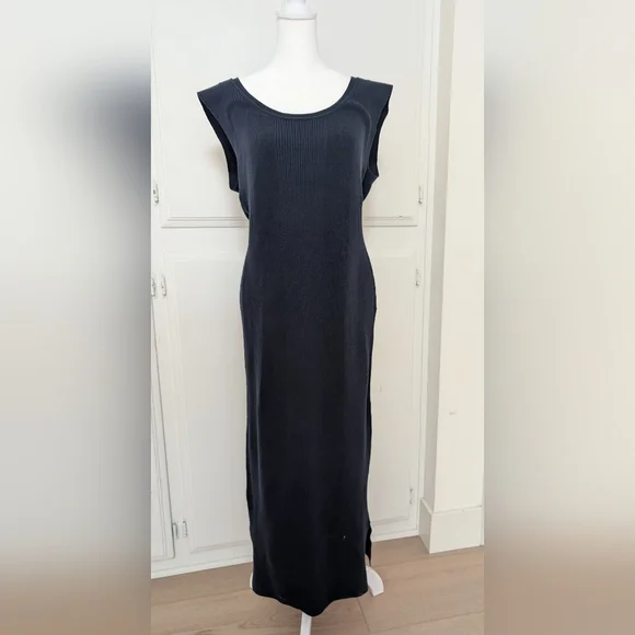 NWT Women's J Crew Sleeveless Ribbed Sweater Dress Navy Blue Size Large - Picture 2 of 6